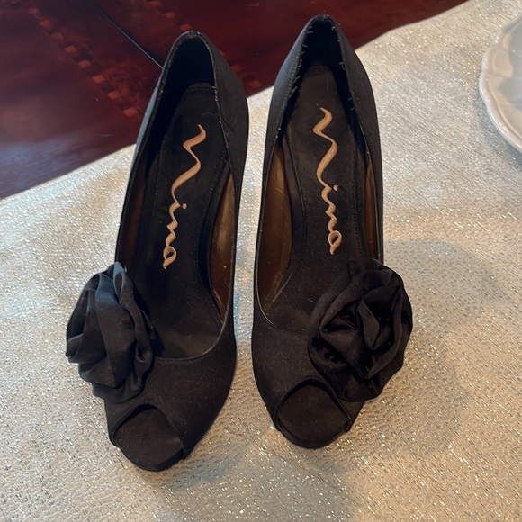 Nina Satin Rose Heels - Picture 2 of 4